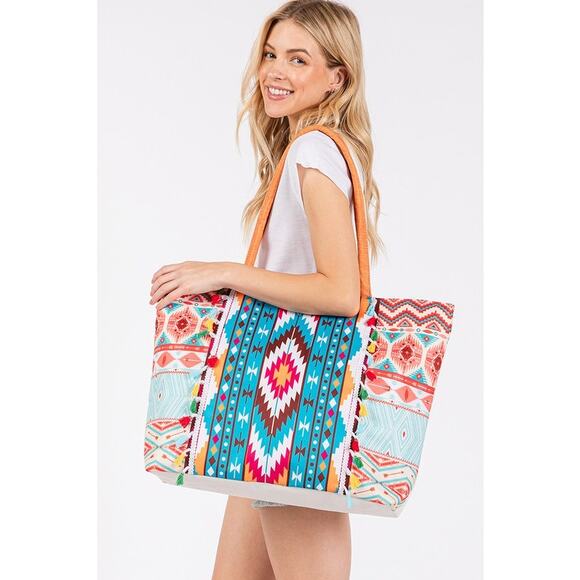 Aztec-Inspired Multicolor Tote Bag - Picture 2 of 8